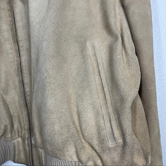 Vintage London Fog Bomber Jacket 70’s Suede Leather Beige Men’s Size 46 Reg - Picture 7 of 12